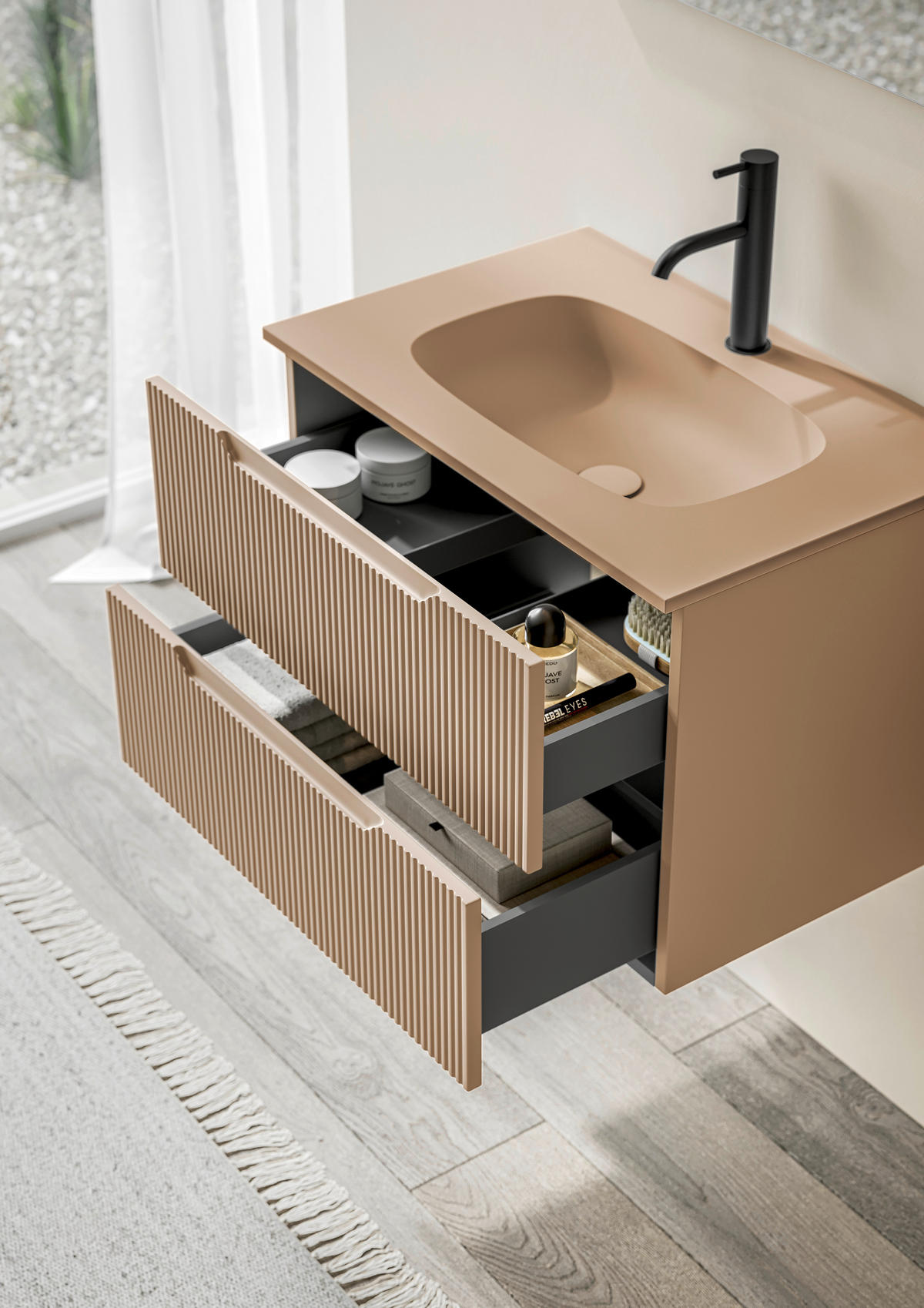BADEZIMMER 3-teilig 80 cm  - Altrosa, Konventionell, Holzwerkstoff/Stein (80cm) - Belluti