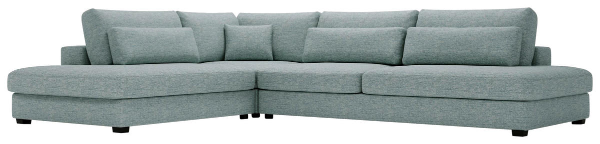 ECKSOFA in Plüsch, Bouclé Hellblau  244/332 cm  - Schwarz/Hellblau, Design, Kunststoff/Textil (244/332cm) - Livetastic