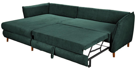 ECKSOFA Dunkelgrün Cord - Dunkelgrün/Eichefarben, KONVENTIONELL, Holz/Textil (162/284cm) - Carryhome