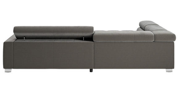 ECKSOFA Dunkelgrau Cord  - Chromfarben/Dunkelgrau, KONVENTIONELL, Textil/Metall (219/311cm) - Hom`in