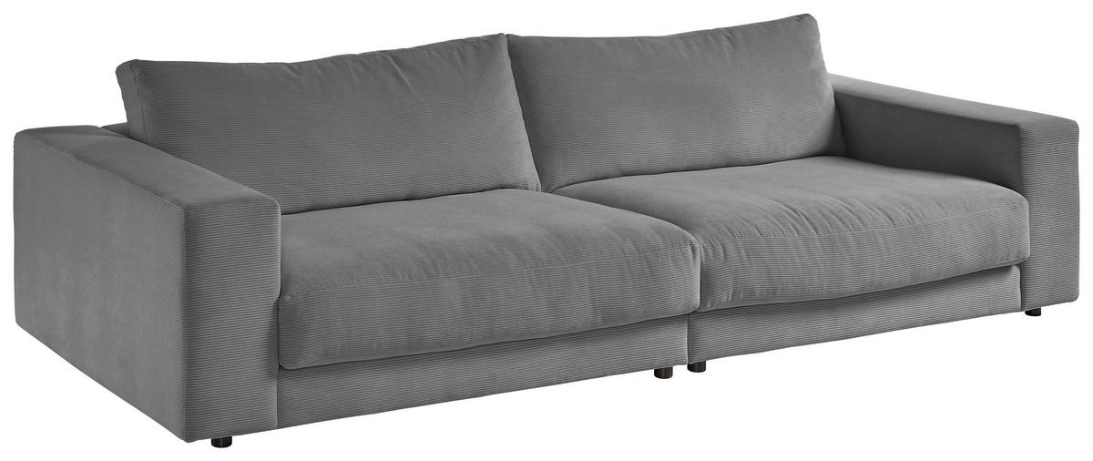 3-SITZER-SOFA in Cord Dunkelgrau  - Dunkelgrau/Schwarz, Design, Kunststoff/Textil (290/86/127cm) - Lomoco
