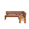 ECKBANK 203/163 cm Mikrofaser Hellbraun, Eichefarben Eiche massiv Holz, Metall   - Hellbraun/Eichefarben, KONVENTIONELL, Holz/Textil (203/163cm) - Moderano