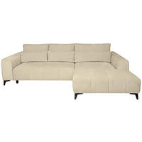 ECKSOFA 279/222 cm  in Chenille Beige Rückenkissen, Nierenkissen, Rücken echt, Sitzvorzug  279/222 cm  - Beige/Schwarz, KONVENTIONELL, Kunststoff/Textil (279/222cm) - Hom`in