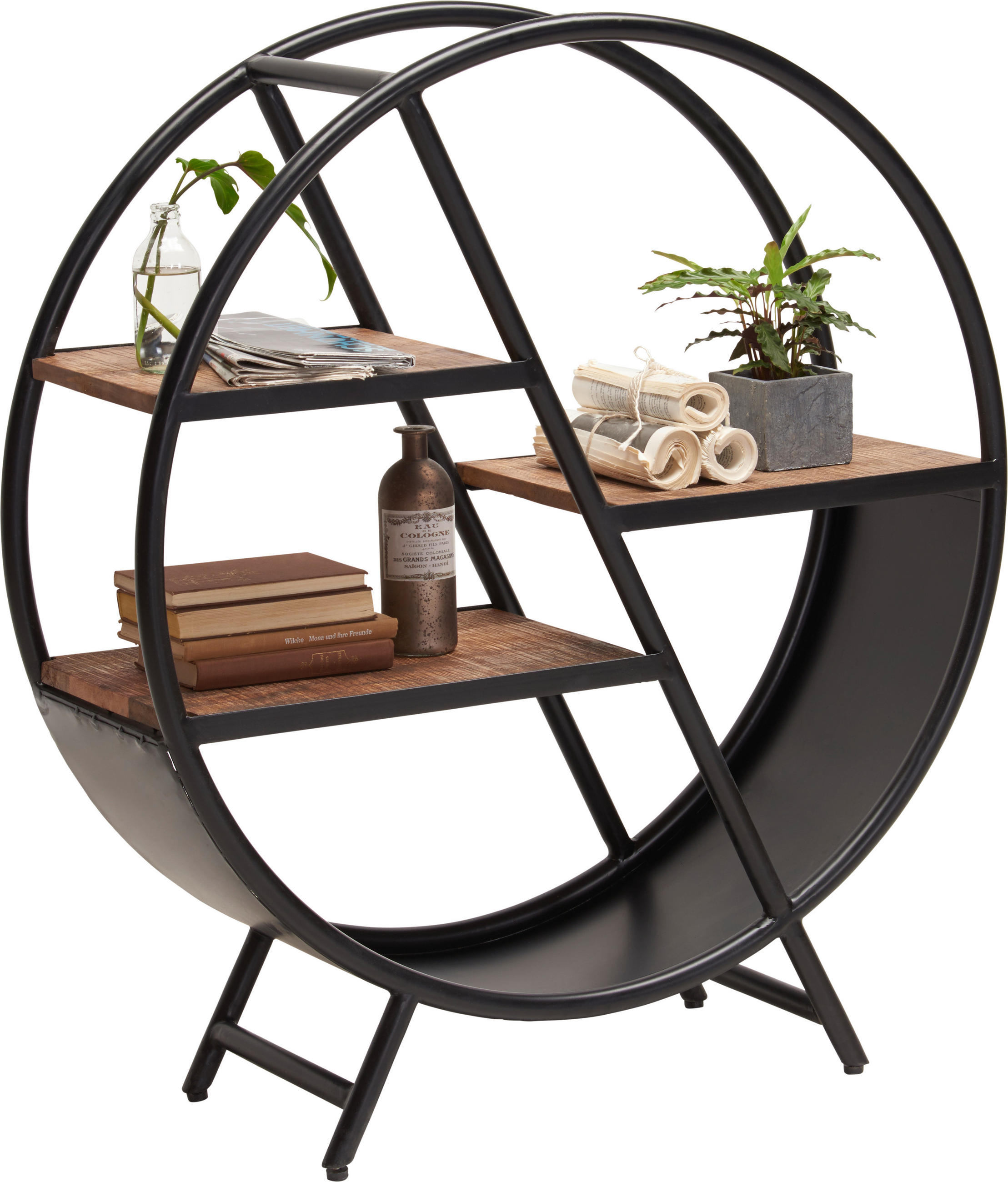 HYLLA i 90/100/30 cm naturfärgad, svart  - svart/naturfärgad, Trend, metall/trä (90/100/30cm) - Landscape