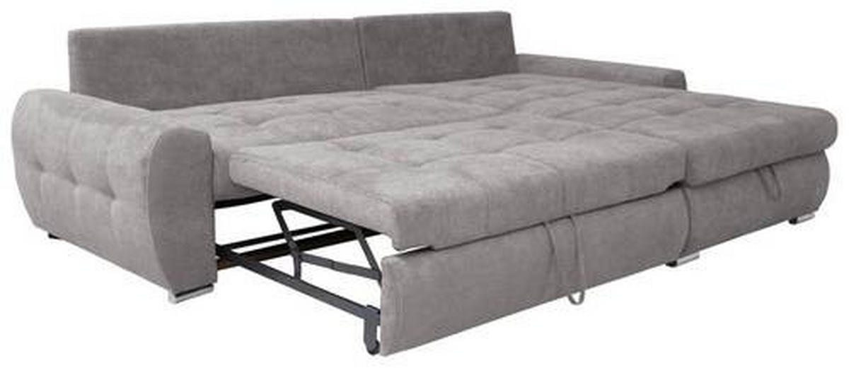 ECKSCHLAFSOFA Velours Fango  - Chromfarben/Fango, Design, Kunststoff/Textil (277/175cm) - Livetastic