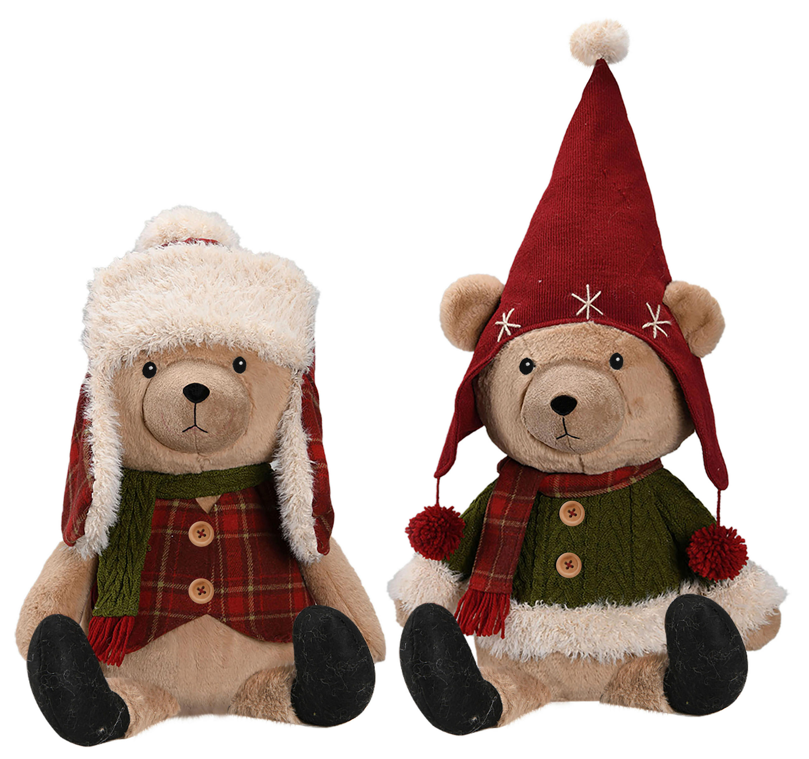 DEKORAČNÝ MEDVEĎ - zelená/červená, Lifestyle, textil (16/48/12cm) - X-Mas