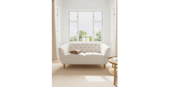 CHESTERFIELD-SOFA Flachgewebe Beige  - Eichefarben/Beige, Trend, Holz/Textil (150/78/84cm) - Ambia Home