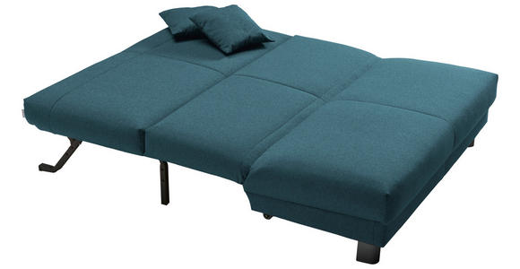 SCHLAFSOFA mit Relaxfunktion Flachgewebe Petrol Zierkissen, Bettkasten, Schlaffunktion, Relaxfunktion  - Petrol/Schwarz, Design, Textil/Metall (160/85/100cm) - Carryhome