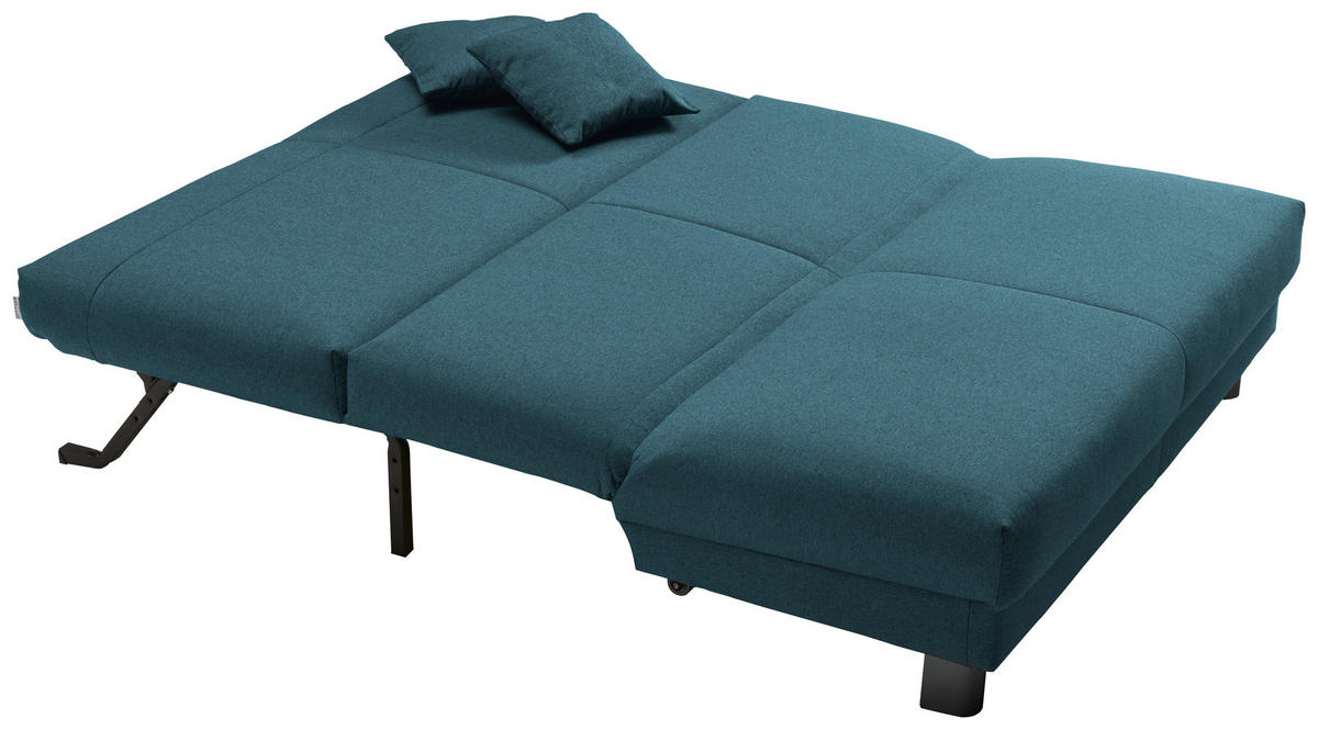 SCHLAFSOFA mit Relaxfunktion Flachgewebe Petrol  - Petrol/Schwarz, Design, Textil/Metall (160/85/100cm) - Carryhome