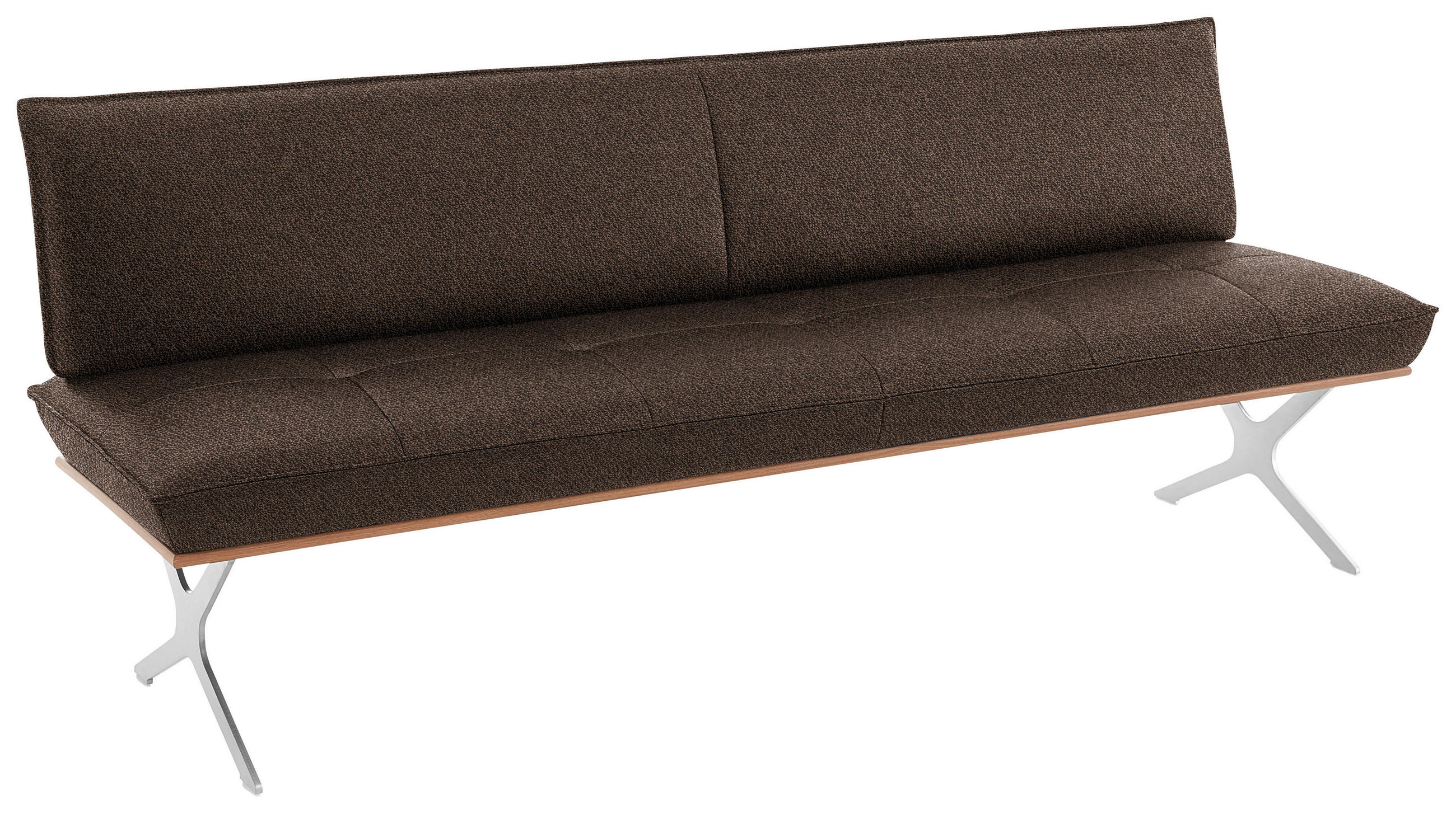 SITZBANK in Holz, Textil Braun, Nussbaumfarben, Nickelfarben  - Edelstahlfarben/Nussbaumfarben, Design, Holz/Textil (214/88/66cm) - Koinor