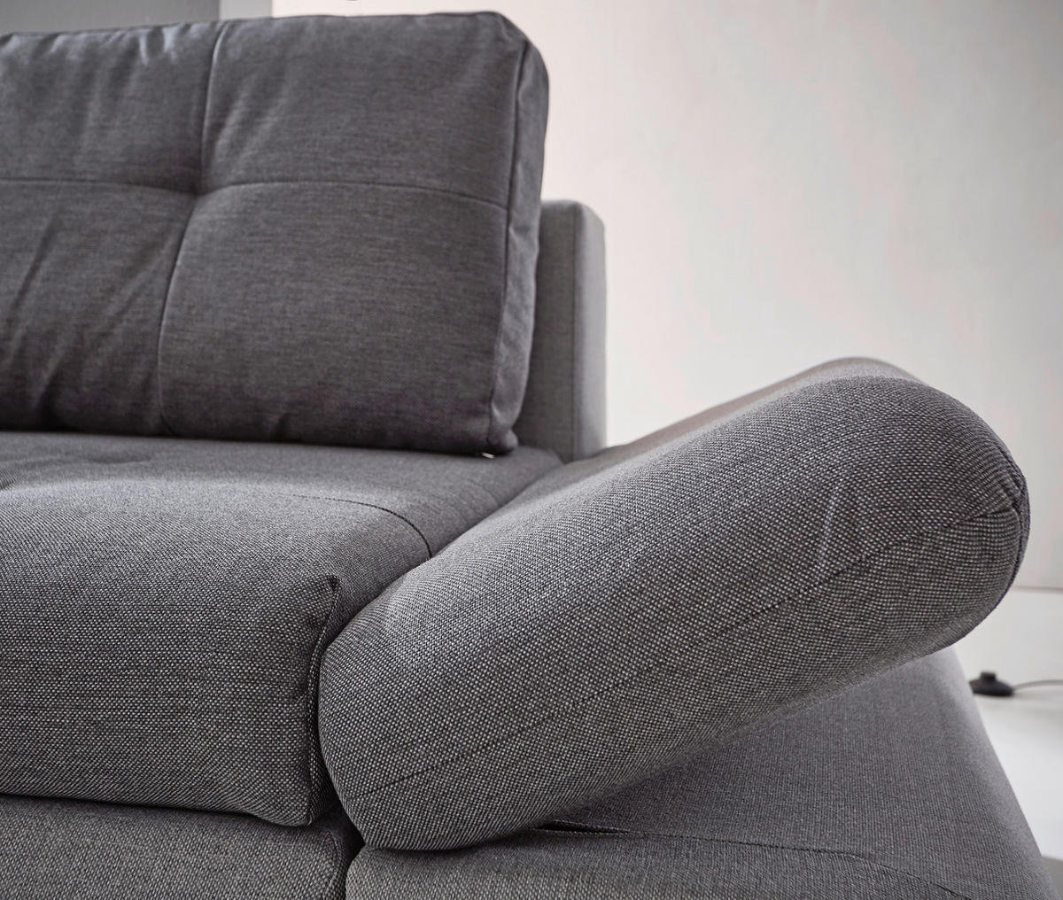 ECKSOFA Hellgrau, Grau Webstoff  - Chromfarben/Dunkelgrau, Design, Kunststoff/Textil (302/187cm) - Carryhome