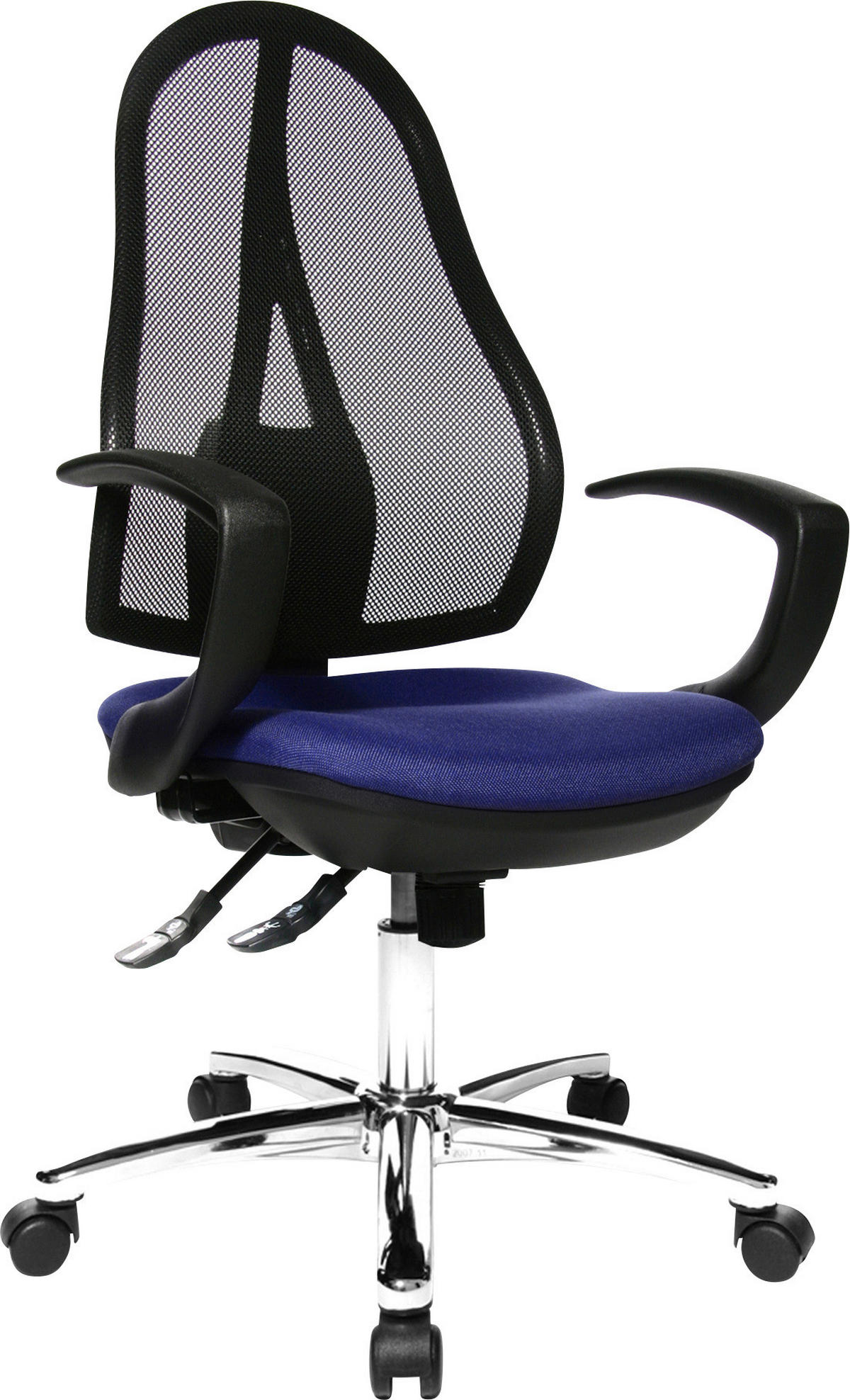 DREHSTUHL  in Netzbespannung Blau, Schwarz  - Blau/Chromfarben, Design, Kunststoff/Textil (48/103-111/48cm) - Topstar