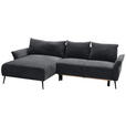 ECKSOFA in Chenille Schwarz  - Schwarz, KONVENTIONELL, Textil/Metall (164/255cm) - Carryhome