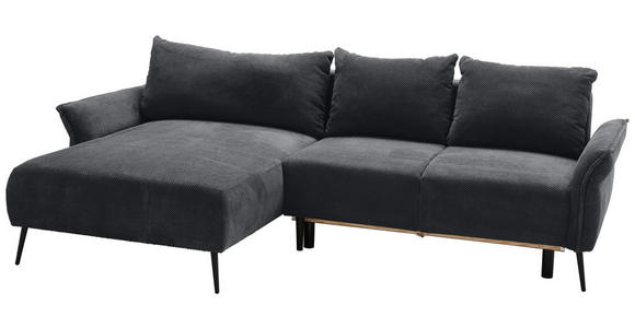 ECKSOFA in Chenille Schwarz  - Schwarz, KONVENTIONELL, Textil/Metall (164/255cm) - Carryhome