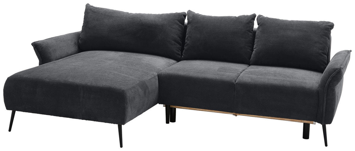 ECKSOFA in Chenille Schwarz  - Schwarz, Konventionell, Textil/Metall (164/255cm) - Carryhome