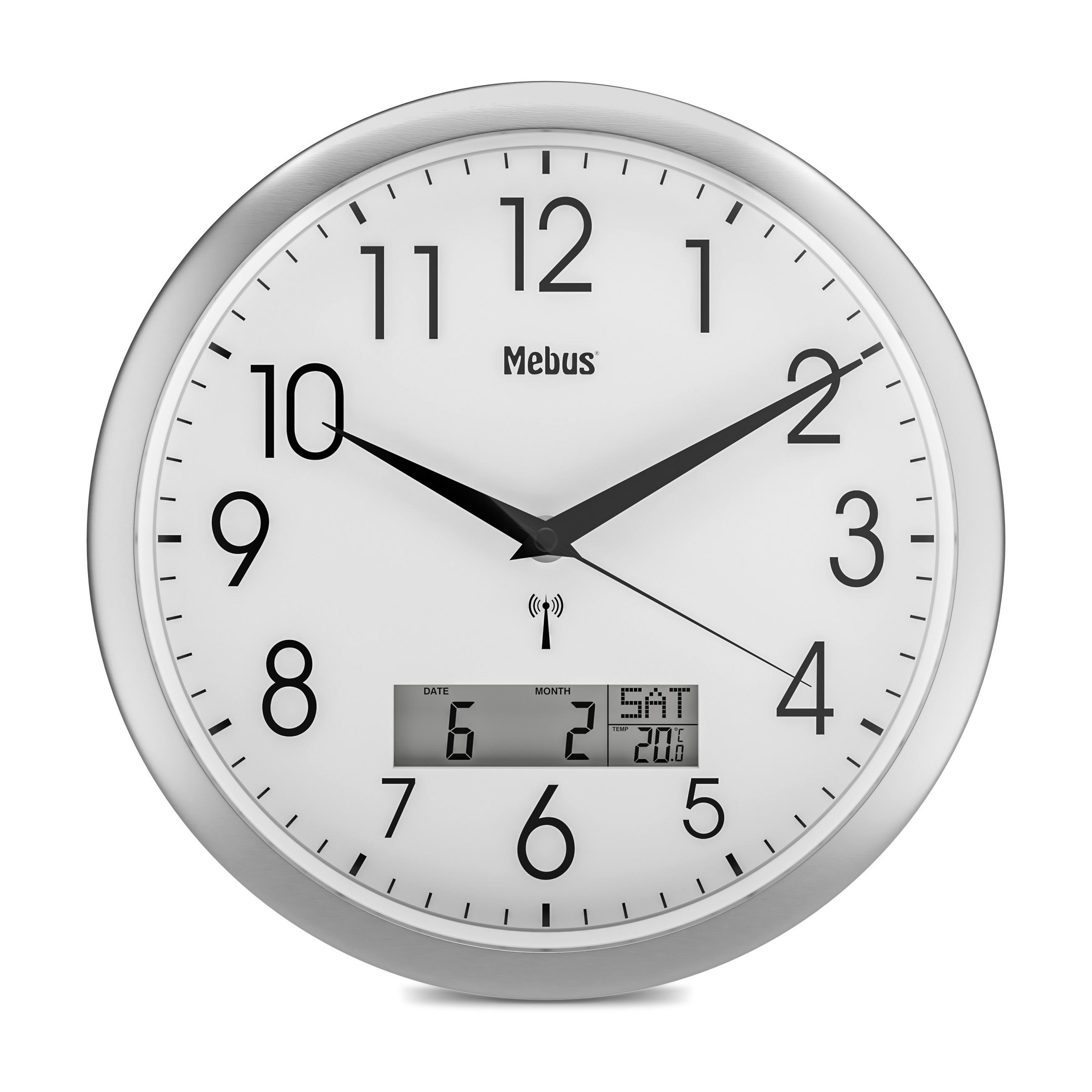 WANDUHR 30 cm   - Silberfarben/Weiß, Basics, Kunststoff (30cm)