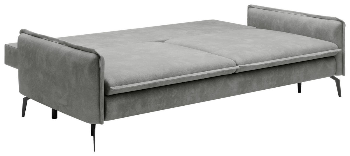 SCHLAFSOFA Chenille Grau, Hellgrau  - Hellgrau/Schwarz, KONVENTIONELL, Textil/Metall (223/89/107cm) - Carryhome