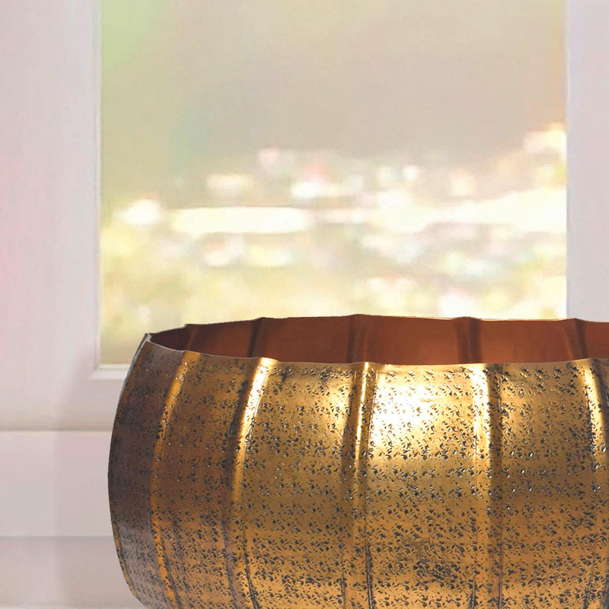 DEKOVASE  - Goldfarben, Design, Metall (39/17/39cm) - Livetastic