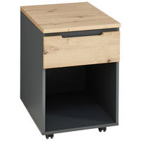 PREDALNIK NA KOLESCIH  barve grafita, hrast artisan  - barve grafita/hrast artisan, Moderno, leseni material (45/66/55cm) - Voleo