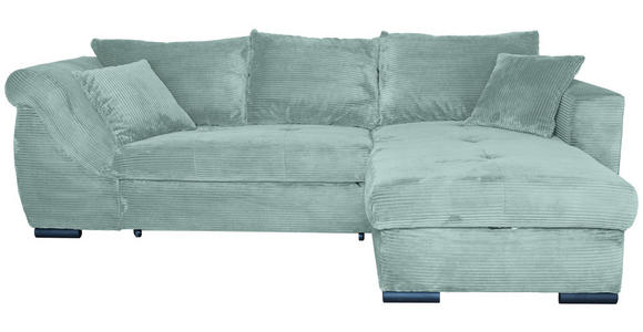 ECKSOFA Salbeigrün Cord  - Salbeigrün/Schwarz, KONVENTIONELL, Textil/Metall (258/168cm) - Carryhome
