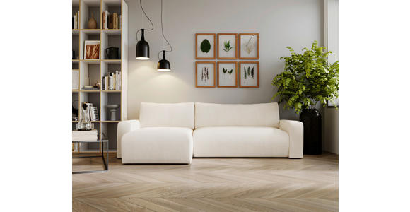 ECKSOFA Creme Cord  - Creme/Schwarz, MODERN, Kunststoff/Textil (150/245cm) - Carryhome