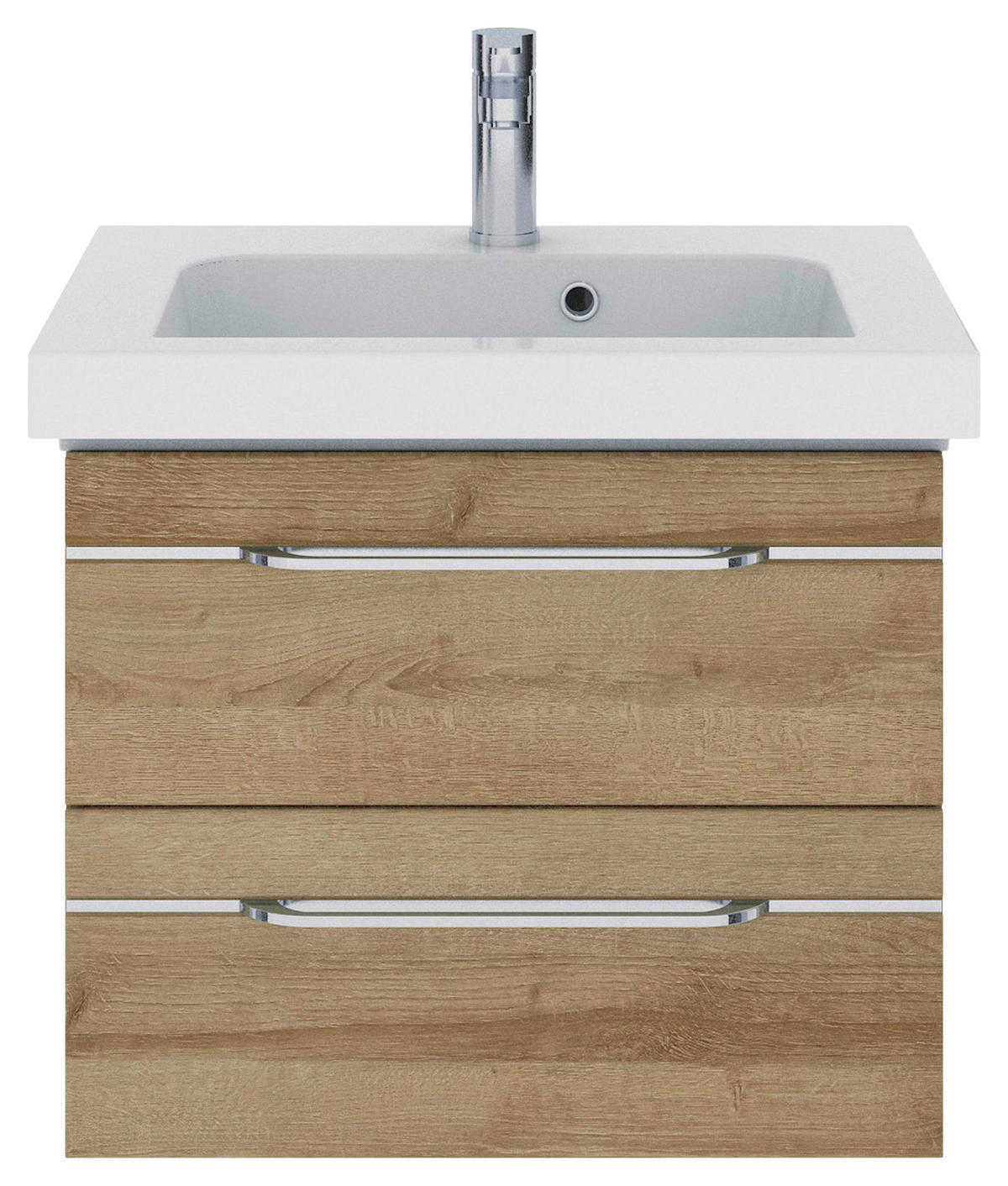 WASCHTISCHKOMBI 64,4 cm  - Chromfarben/Eichefarben, KONVENTIONELL, Holzwerkstoff/Stein (64,4cm) - Pelipal