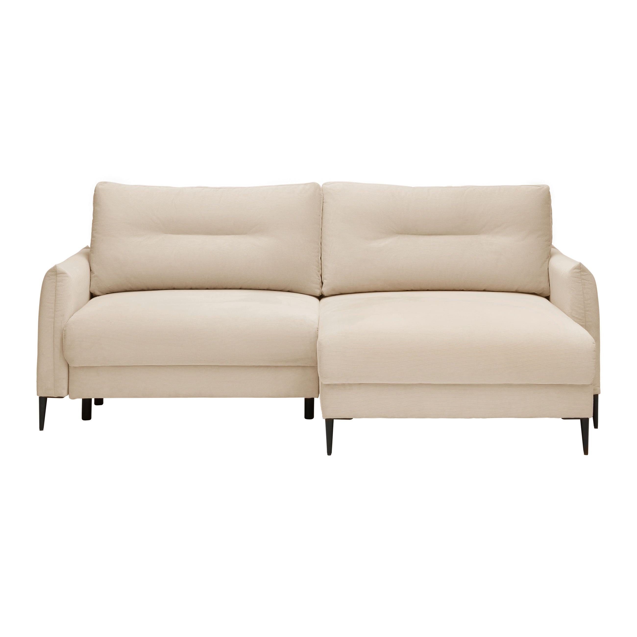 ECKSOFA Cord Beige  - Beige/Schwarz, Modern, Textil/Metall (221/142cm) - MID.YOU