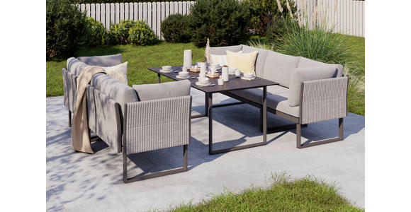 ARMLEHNE in Aluminium Webstoff - Dunkelgrau/Anthrazit, Design, Textil/Metall (65/45/7cm) - Dieter Knoll