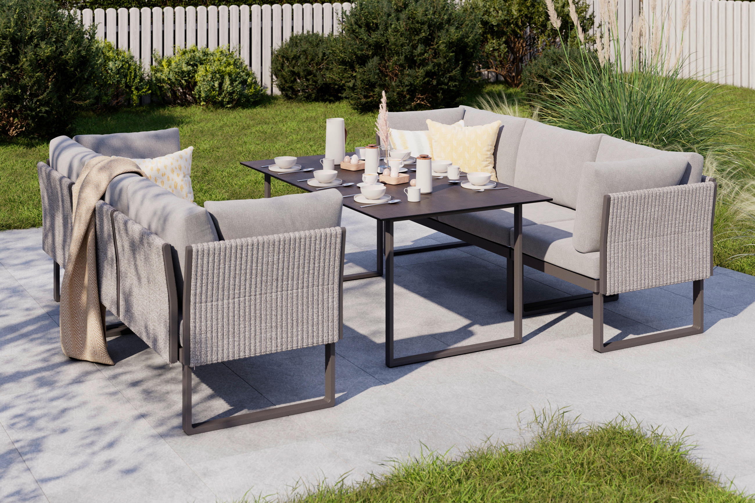LOUNGESOFA  - Dunkelgrau/Anthrazit, Design, Textil/Metall (201/74/76cm) - Amatio