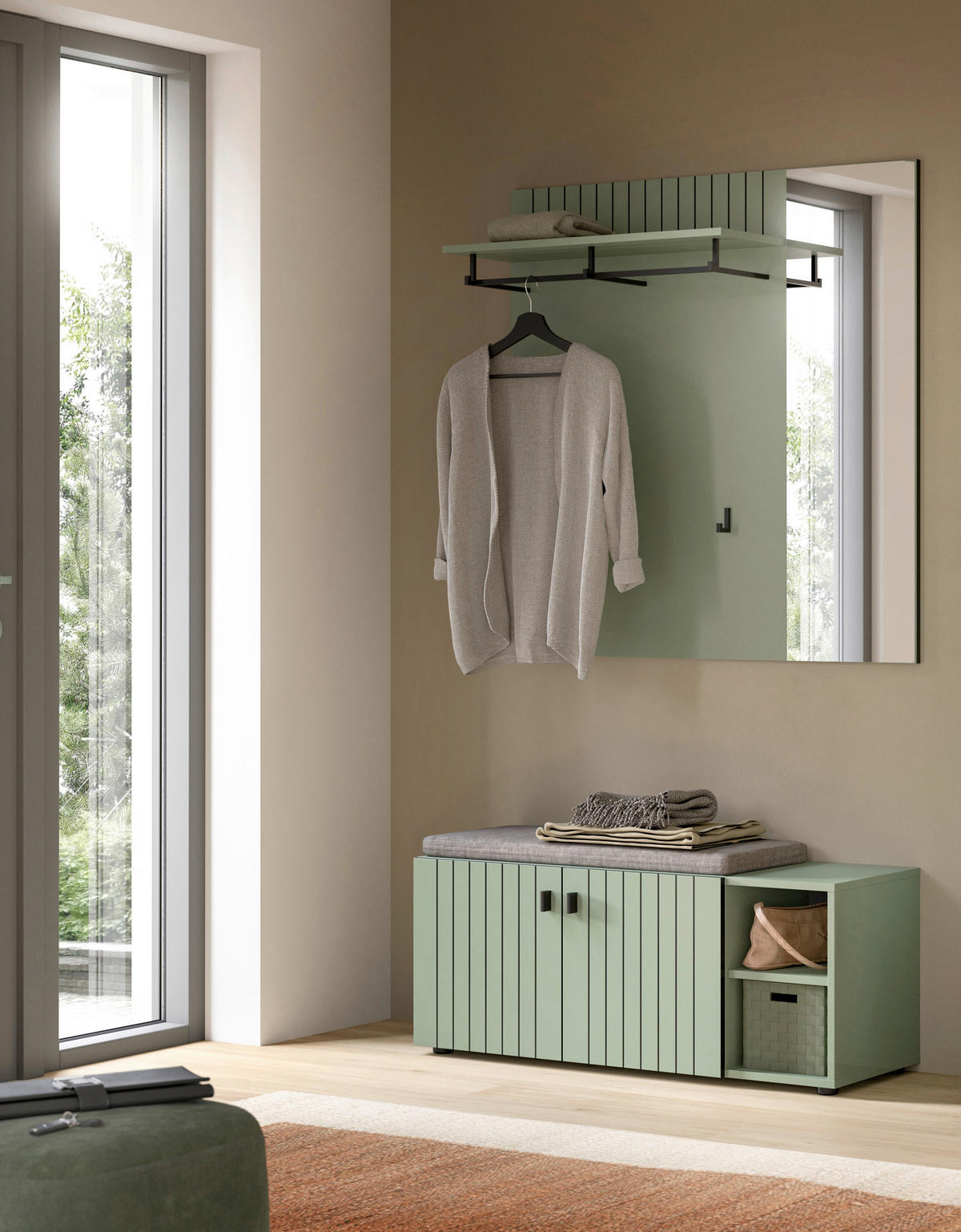 GARDEROBE 2-teilig  in 106/192/37 cm  - Graugrün, Design, Holzwerkstoff (106/192/37cm) - MID.YOU