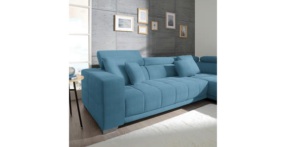 ECKSOFA in Mikrofaser Pastellblau  - Chromfarben/Pastellblau, Design, Textil/Metall (301/207cm) - Xora