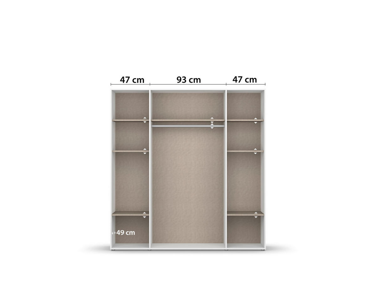 DREHTÜRENSCHRANK 187/194/53 cm 4-türig Weiß  - Weiß/Grau, MODERN, Holzwerkstoff/Kunststoff (187/194/53cm) - Rauch Möbel