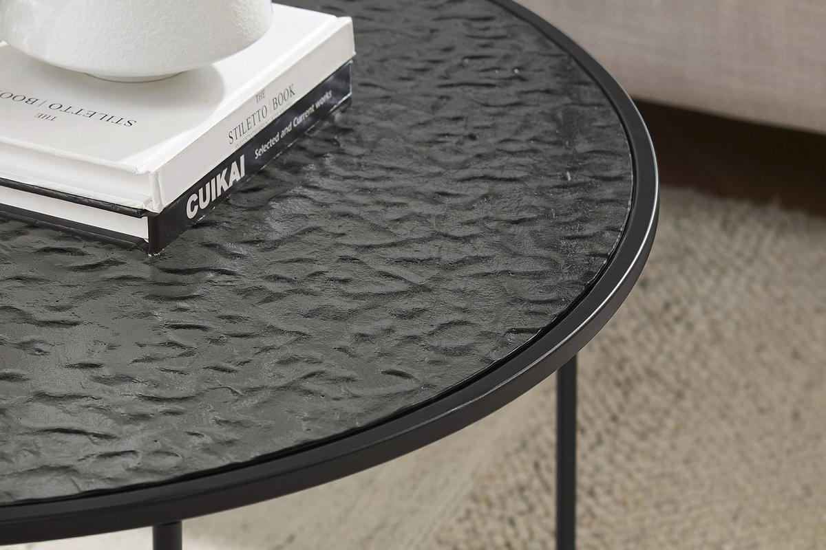 KONFERENČNÝ STOLÍK, čierna, kov, sklo, 80/80/45 cm - čierna, Design, kov/sklo (80/80/45cm) - Livetastic