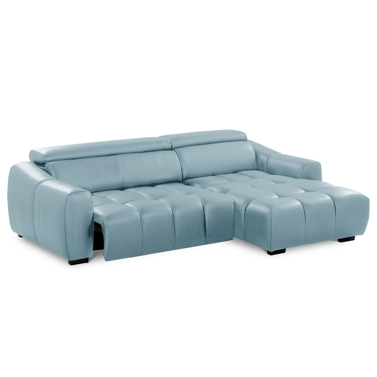 ECKSOFA  Echtleder Hellblau  - Schwarz/Hellblau, Design, Leder/Kunststoff (274/177cm) - Livetastic