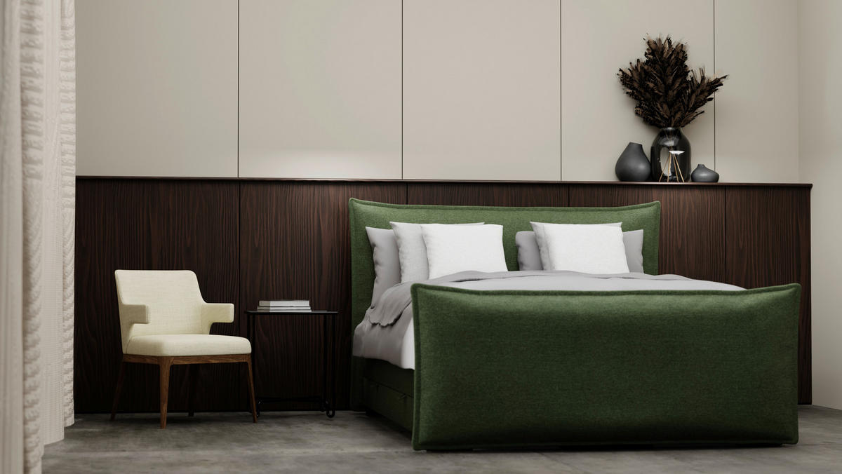 BOXSPRINGBETT 180/200 cm  in Grün  - Schwarz/Grün, MODERN, Textil (180/200cm) - MID.YOU