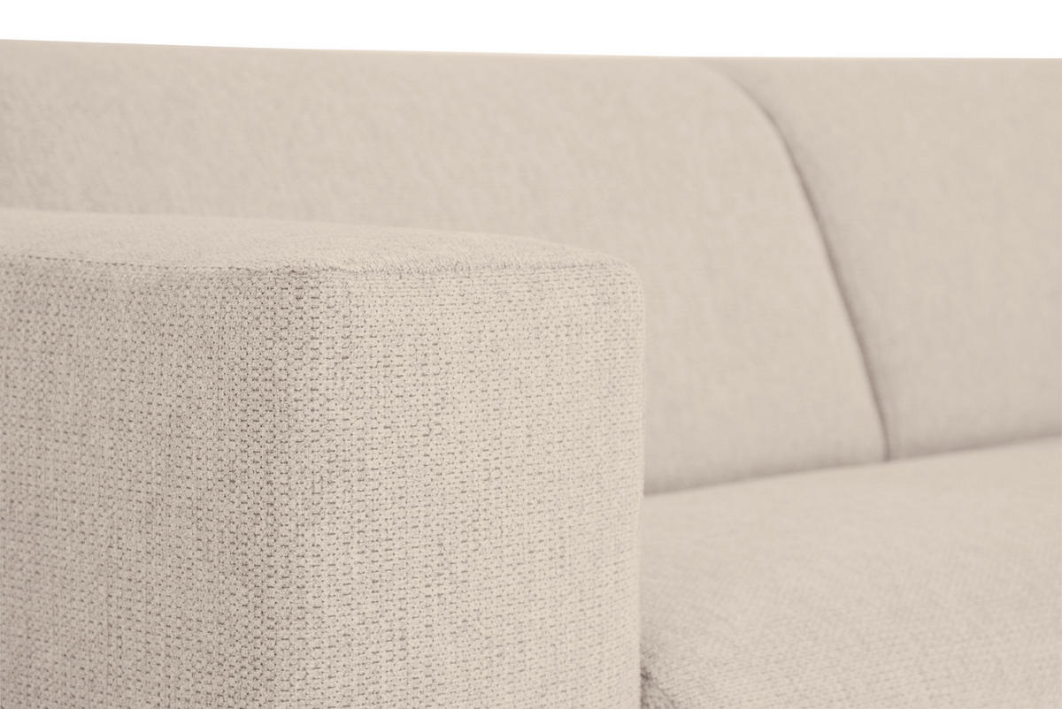 3-SITZER-SOFA OSLO_LZ Webstoff Beige  - Beige/Schwarz, Design, Holz/Textil (218/77/93cm) - MID.YOU