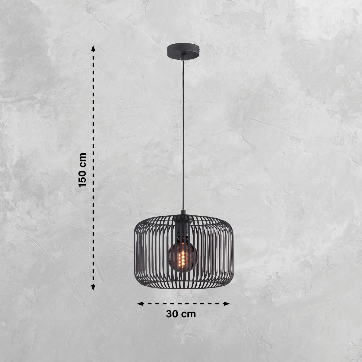 VISEČA NIHALNA SVETILKA  Cage      30/150 cm     40,0 W E27 - črna/peščene barve, Design, kovina/tekstil (30/150cm) - Schöner Wohnen