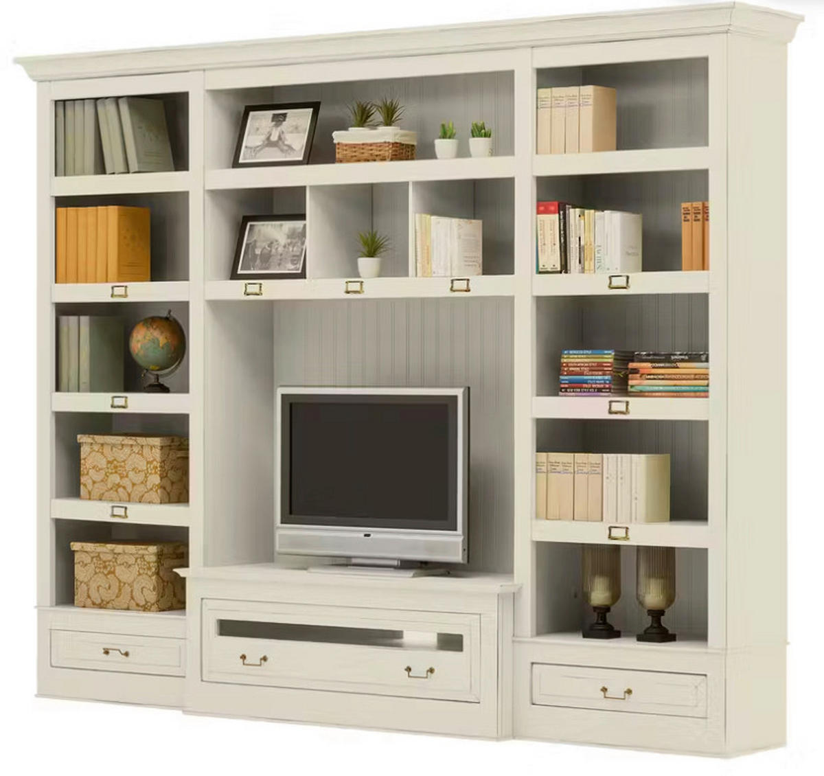 WOHNWAND UrbanClass 2-teilig  in Weiß  311/238,5/52-46,5 cm  - Bronzefarben/Weiß, LIFESTYLE, Holz/Metall (311/238,5/52-46,5cm) - Livetastic