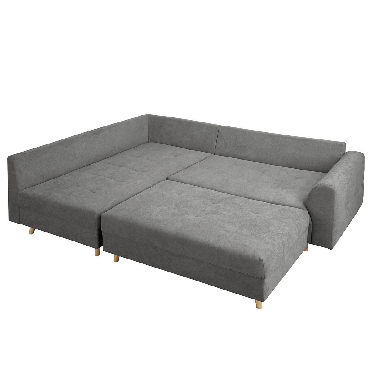 ECKSOFA inkl. Hocker Ariella Dunkelgrau Mikrofaser  - Dunkelgrau/Naturfarben, Design, Holz/Textil (161/231cm) - Livetastic