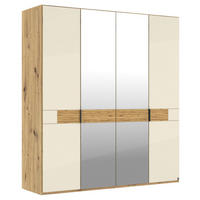 DREHTÜRENSCHRANK 200/216/58 cm,  in Eichefarben, Champagner, 4 Tür(en)  - Schieferfarben/Champagner, Design, Glas/Holz (200/216/58cm) - Musterring