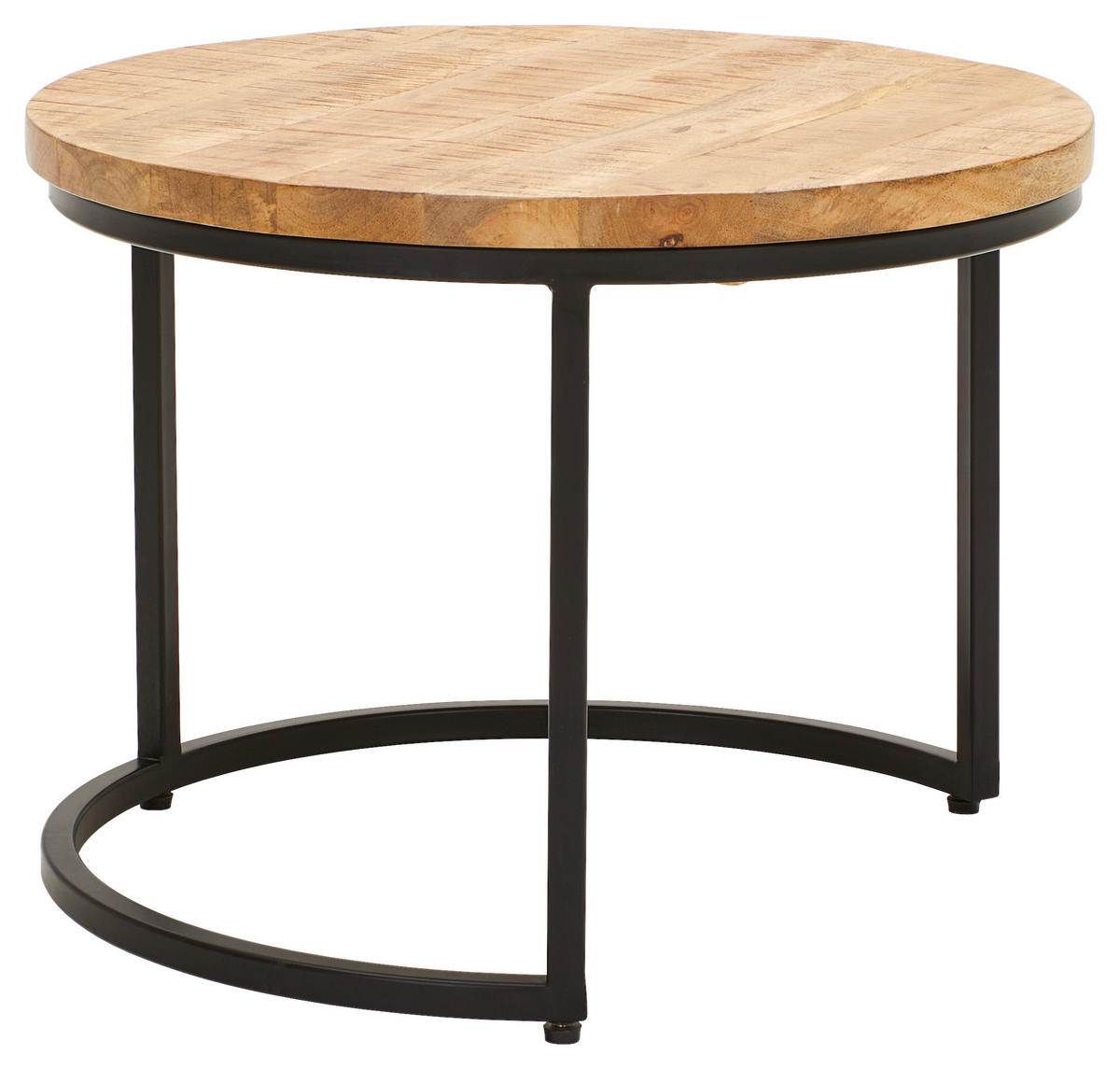 COUCHTISCH Mangoholz massiv 60-75/60-75/40-50 cm rund Naturfarben, Schwarz  - Schwarz/Naturfarben, Natur, Holz/Metall (60-75/60-75/40-50cm) - Livetastic