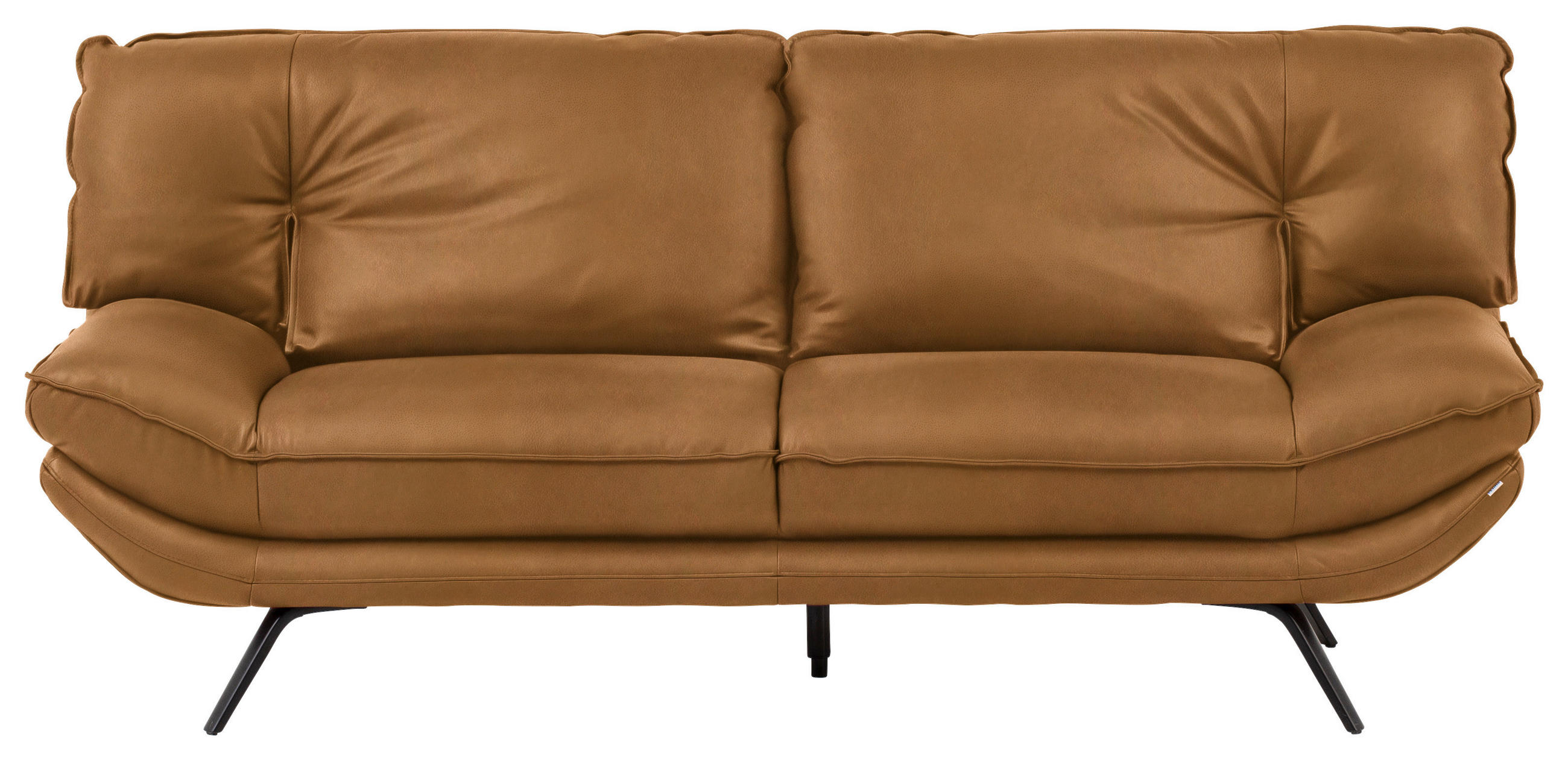 2,5-SITZER  in Echtleder Hellbraun   - Hellbraun/Schwarz, Design, Leder/Metall (206/94/95cm) - Celina