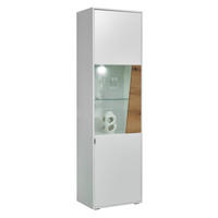VITRINE  in Weiß, Eichefarben - Eichefarben/Silberfarben, KONVENTIONELL, Glas/Holzwerkstoff (57/202/40cm) - Stylife