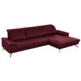 ECKSOFA Rivello in Echtleder Weinrot  328/193 cm  - Weinrot/Schwarz, Design, Leder/Metall (328/193cm) - Dieter Knoll