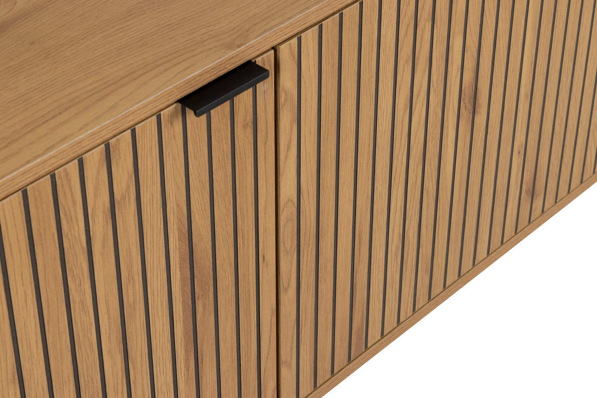 SIDEBOARD 180/70/40 cm  in Eichefarben  - Eichefarben/Schwarz, Design, Holzwerkstoff/Metall (180/70/40cm) - Livetastic