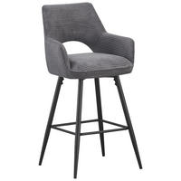 BARHOCKER Cord Schwarz, Dunkelgrau Eisen Stoffauswahl, inklusive Armlehnen  - Dunkelgrau/Schwarz, Design, Textil/Metall (56/110/58cm) - Hom`in