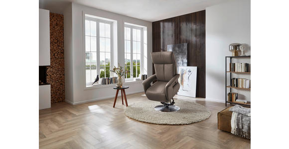 RELAXSESSEL in Leder Fango  - Edelstahlfarben/Fango, Design, Leder/Metall (78/112/85cm) - Cantus