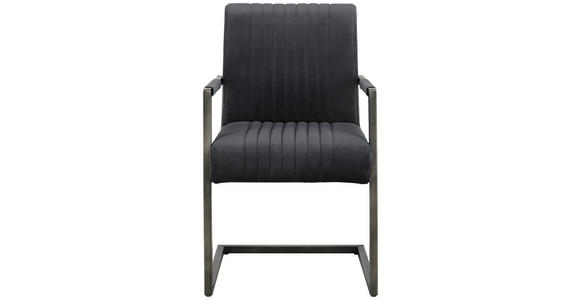 ARMLEHNSTUHL in Eisen Samt - Schwarz/Grau, Trend, Textil/Metall (54/91/63cm) - Ambia Home