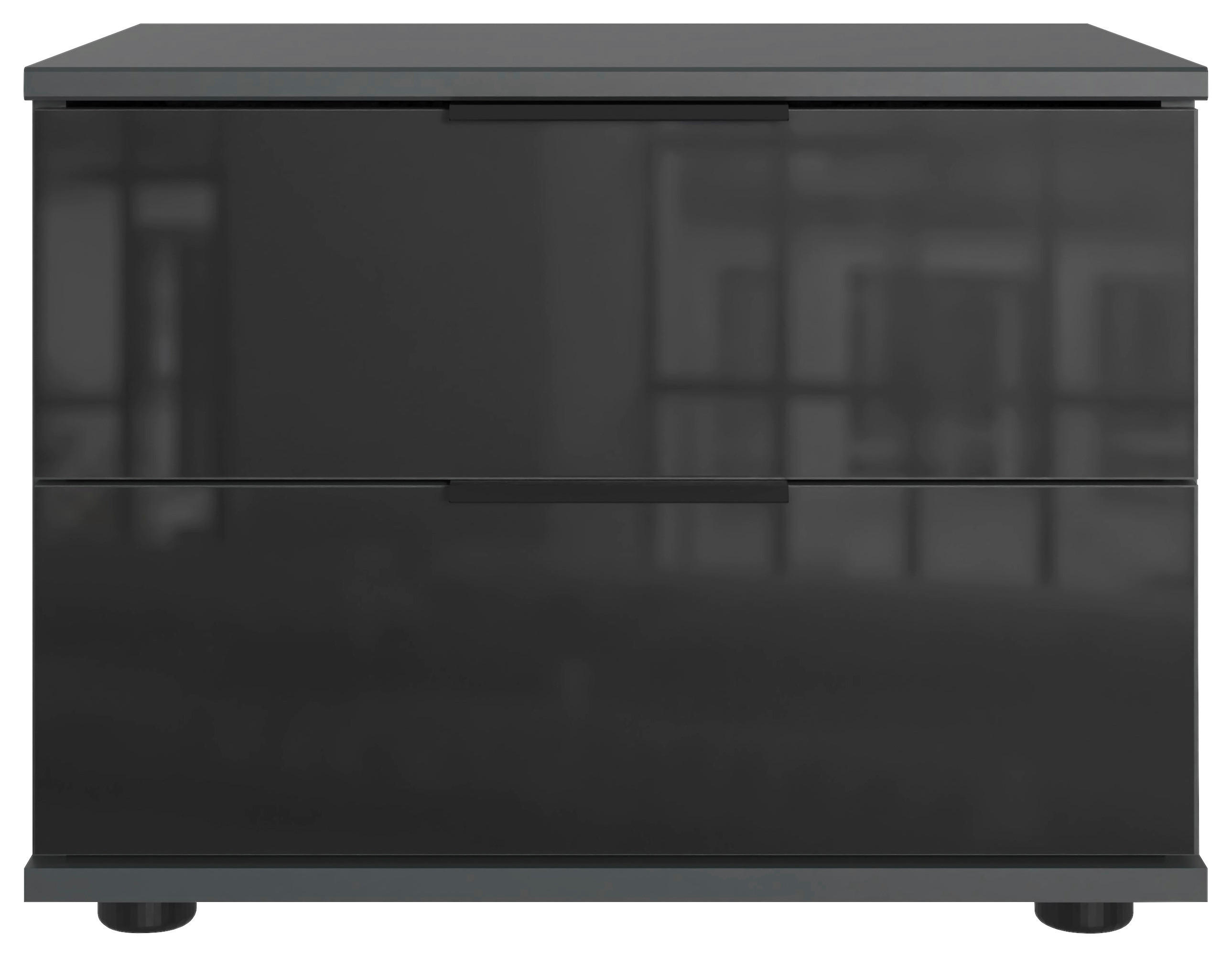 NACHTSCHRANK 52/40/38 cm  - Schwarz/Graphitfarben, KONVENTIONELL, Glas/Holzwerkstoff (52/40/38cm) - Boxxx