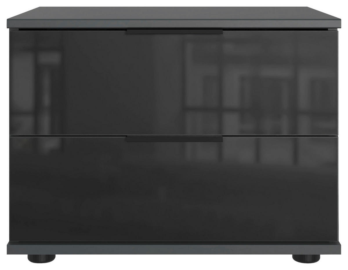 NACHTSCHRANK 52/40/38 cm  - Schwarz/Graphitfarben, KONVENTIONELL, Glas/Holzwerkstoff (52/40/38cm) - Boxxx